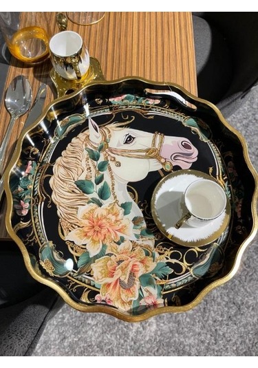 Royking Horse 2 Li Yuvarlak Tepsi 39x4-34x4 Cm Fx 013