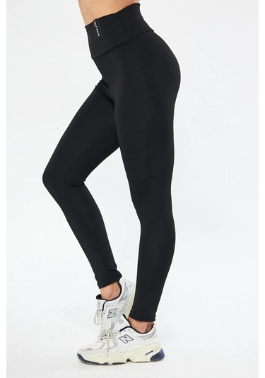 Lesa Wear Kışlık Yüksek Bel Toparlayıcı Ve Sıkılaştırıcı Likralı Şardonlu Tayt Siyah