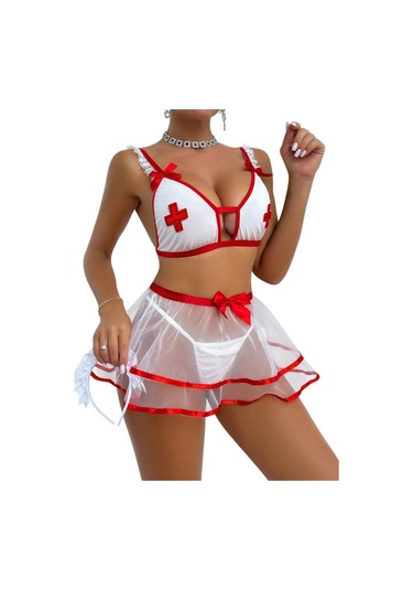 New Dreams Göz Alıcı Modern Renkli Tüllü Tasarım Kombin Jartiyer Gecelik Renkli