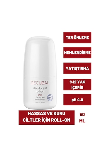 Decubal Koltuk Altı Terleme Kuru Ve Hassas Ciltler Için Deodorant Roll-on 50 ML