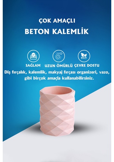 Dekoratif Geometrik Kalemlik Modern Beton Organizer Vazo Saksı Diş Fırçalık Ofis Düzenleyici Pempe