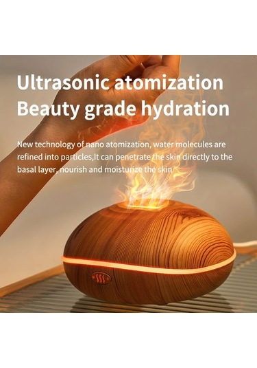 Techbloom Aroma Nemlendirici Esansiyel Yağ Eklenebilir Renkli Aydınlatma Wood Grain Color Küçük Rahatlatıcı Makine