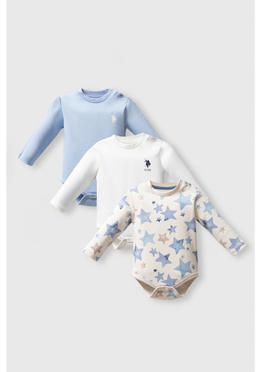 U.S. Polo Assn. U.s. Polo Assn Erkek Bebek Mavi 3lü Body Set Mavi