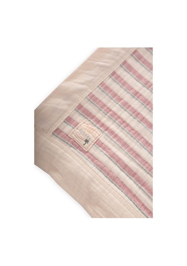 Kalın Biyeli Çift Kat Ham Battaniye 85x90 Cm Mint Yeşili-gül Kurusu Mint