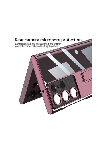 Gkk Samsung Galaxy Uyumlu S24 Ultra Telefon Kılıfı Galvanik Çizilmeye Dayanıklı Kickstand Koruyucu Kılıf