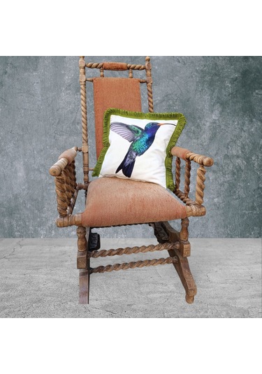 Hummingbird Kuş Çift Taraflı Dekoratif Püsküllü - Saçaklı Kırlent Karışık/Çok Renkli