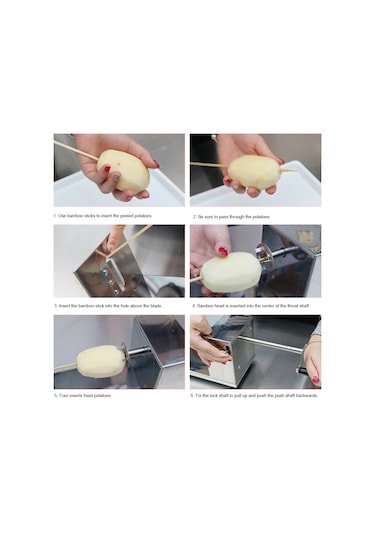 Sones Paslanmaz Çelik Manuel Spiral Tornado Kulesi El Sallama Patates Döner Cips Twister Dilimleyici Kesici Diğer