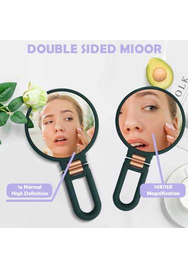 Qingmipy 10x/15x Büyütmeli Çift Taraflı Taşınabilir Katlanır Makyaj Aynası - Abs Malzeme, 360 Dönebilir, Duvar Asma Kancalı, Hediye Seçeneği Mor