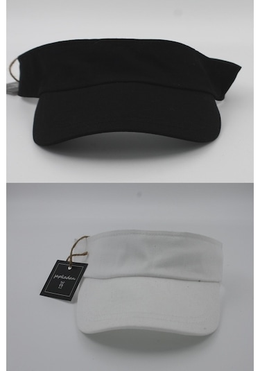 Unisex Uv Koruyucu Vizör Kasket Siperlik Tenis Şapka Beyaz-Siyah (505475956)