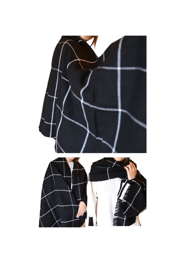 Yumuşak Dokulu Kışlık Desenli Atkı Omuz Şalı Siyah