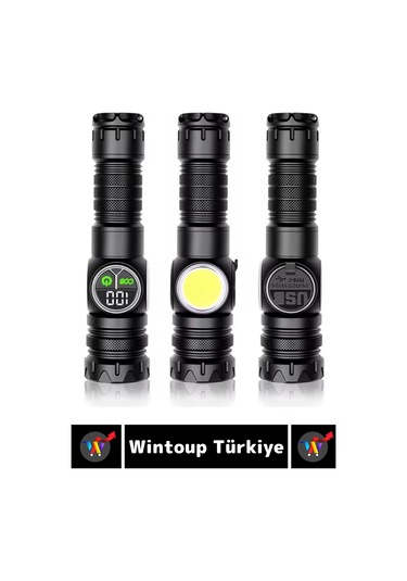 Premium Kamp Avcı Deprem Balıkçı Güvenlik 9 Modlu Uzun Mesafeli Güçlü Işık Şarjlı El Feneri Çok Renkli