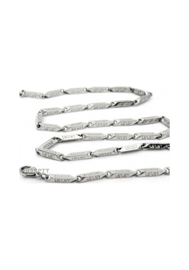 Erkek Çelik Zincir Dıesek Greek Desenli 3 Ml Kolye Gümüş Renk (185790746) Beyaz