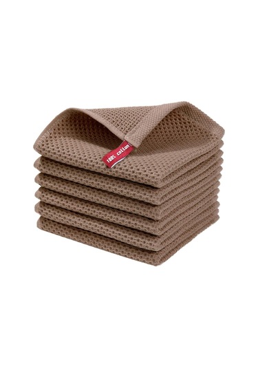 Vakum Seti Petek Waffle Mutfak Temizlik Saf Pamuklu Bulaşık Yıkama Havlusu, Temizlik Bezi, Kare Havlu, Silme Bezi, Koyu Mavi, 6'lı Paket, 34 34cm