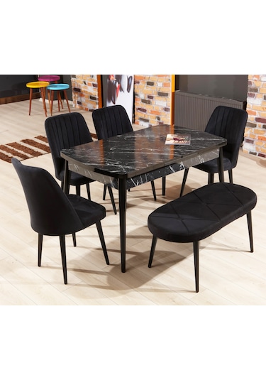 Bendir Masa - 4 Polo Sandalye Ve Bench - Masa Takımı