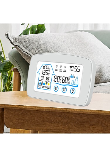 Hangfox Beyaz İç/harici Kablosuz Sıcaklık Nem Ölçer, Aydınlatmalı Büyük Ekran, 100m Sensör Aralığı, Konfor Göstergeli Hava Durumu Saati