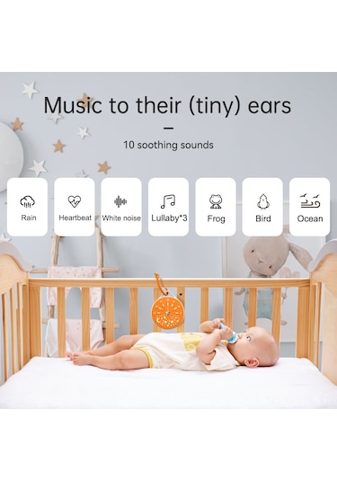 Geekyou Bebek Uyku Ruhsat Cihazı, 10 Müzikli Beyaz Gürültü, 3 Zamanlayıcı, 7 Renkli Yıldızlı Gece Lambası, Şarjlı Pil Turuncu Turuncu
