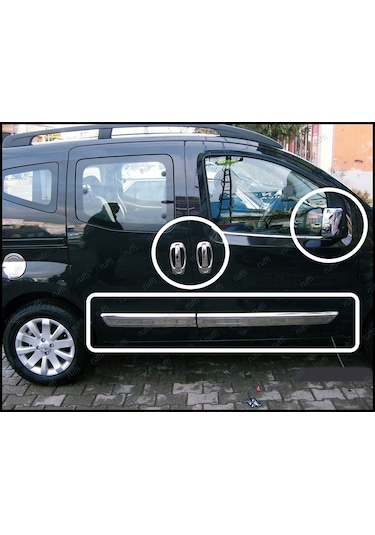Citroen Nemo 3'Lü Krom Set Yan Kapı Çıtası Kapı Kolu Ayna Kapağı N11.1151