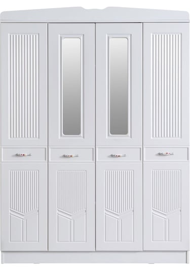 Gardırop, Cunda Mdf Ön Yüzeyli 4 Kapaklı Dolap Çok Renkli