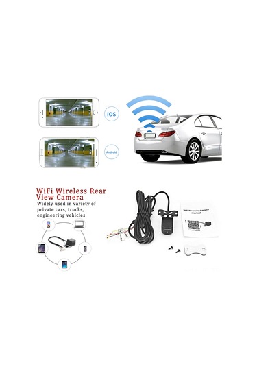 Jeemson Araç Wıfı Geri Görüş Kamerası Geniş Açı Işık Kaybı Görüşü Gece Görüşü Canlı İzleme Ters Video Kayıtlı Elektronik Geribakış