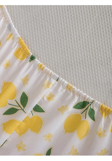 Karışık Limon Baskılı Tek Kişilik Lastikli Çarşaf