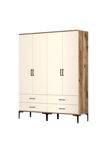 Variant Kumsal 4 Kapılı Tt Gardrop - Ceviz / Krem