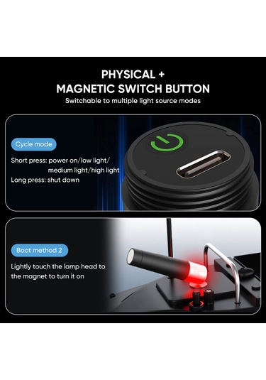 Dofolink Led Bot Navigasyon Işığı, 300-500m Işık Mesafesi, Ip67 Su Geçirmez, 3 Parlaklık Seviyesi, Manyetik Tutma, Type-c Şarj, 10-20h Pil Ömrü Siyah