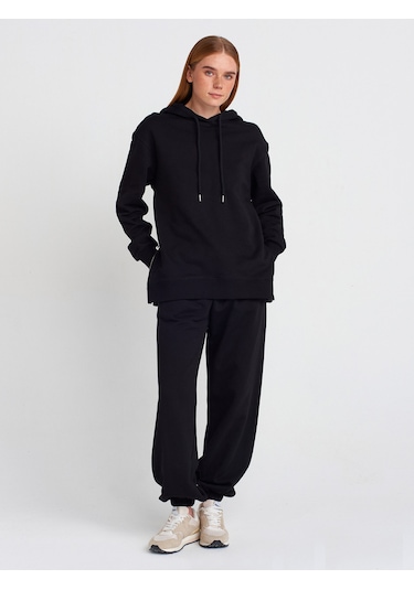Dilvin 40401 Yanları Fermuarları Sweat Siyah