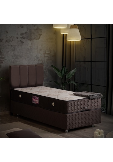 Setaymobilya Baza, Tetra Antrasit Tek Kişilik Baza + Başlık + Deluxe Yatak