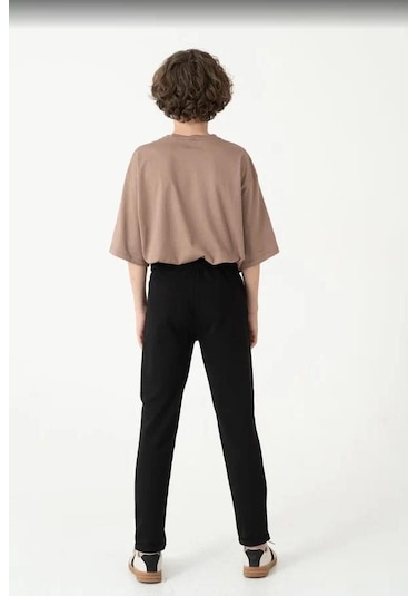 Duble Paça Kemer Düğmeli Erkek Çocuk Eşofman Altı 7435s Siyah