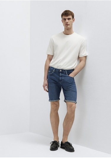 Mavi - Brian Premium Blue Puslu Koyu Mavi Jean Şort 04184a3304