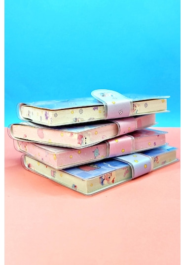 Ayıcık A7 Not Defteri , Çıt Çıtlı Cep Defteri - Pembe Pembe