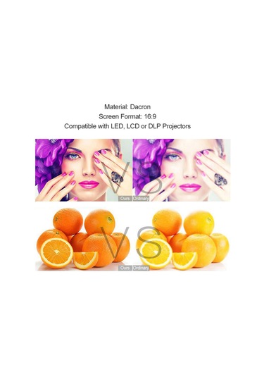 Wezone H60 60 İnç 16:9 Oranlı Dacron Malzeme Ev Sineması Projeksiyon Ekranı 138x71cm Görünür Alan