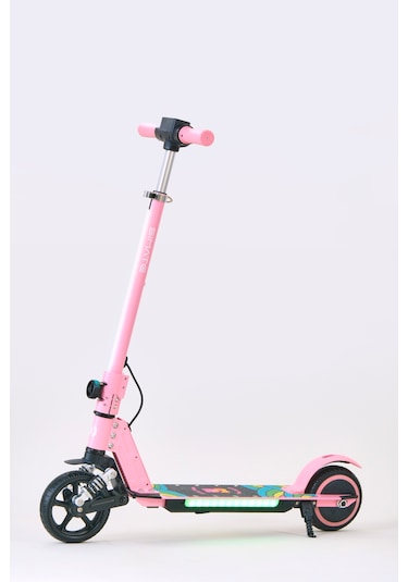 Elektrikli Çocuk Scooter 130w 3 Kademe Hız Ayarlanabilir Gidon Uzun Menzil Koruma Seti Hediye Pembe