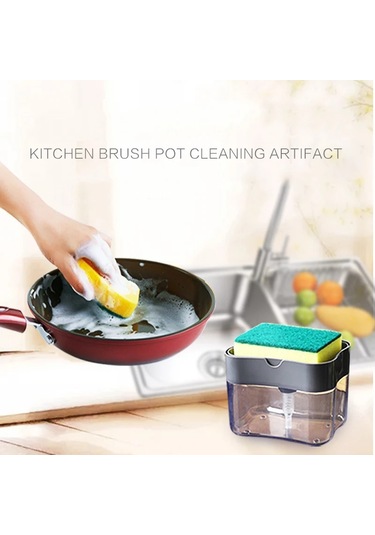 Siyah-otomatik Sıvı Sabunluklar Sabun Kutusu Sünger Mutfak Bulaşık Makinesi Manuel Pres Deterjan Kabı Organizatör Mutfak Aletleri