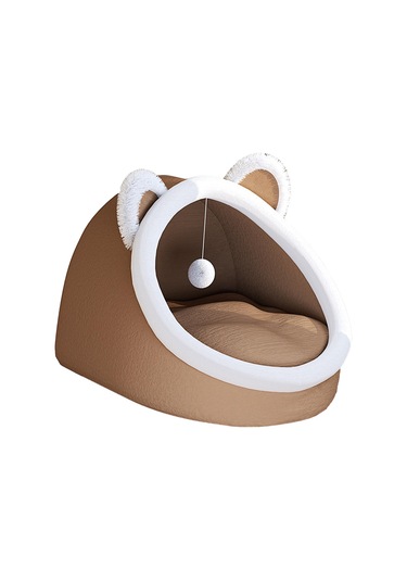Suntek Top Oyuncaklı Pet Yatak Rahat Kedi Uyku Pedi L-kahverengi