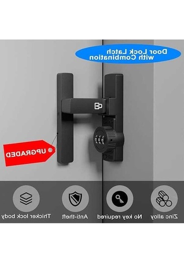 Pazly Anahtarsız Çinko Alaşım Dolabı Kilidi - Güvenli Depolama Kapıları İçin Kolay Kurulum Kilitli Kapı Kilidi Black, Flat