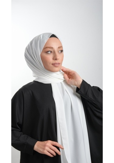 Krem Düz Klasik Şal Medine Ipeği Sade 202103_40 Krem