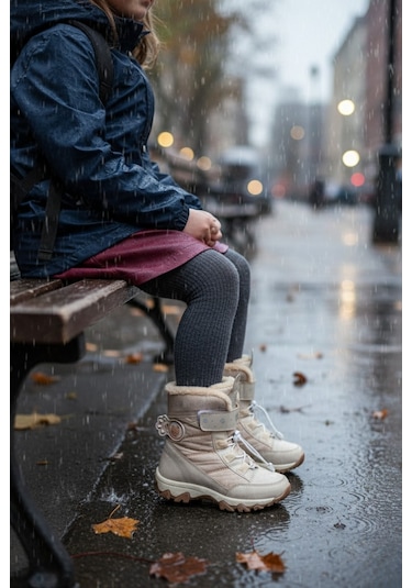 Muggo Tigger İçi Kürklü Bağcıklı Ve Cırtlı Kız Çocuk Bot Bej