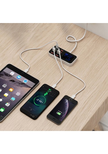 Butu A9D+ Dijital Ekran USB Type-C Masaüstü Şarj Cihazı
