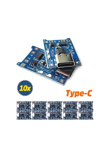 Tp4056 10 Adet Ters Akım Korumalı Tp4056 18650 Type C Lityum Pil