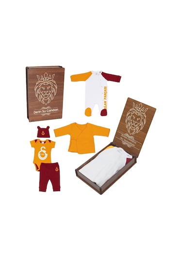 Galatasaray 5'Li Bebek Hastane Çıkışı Kişiye Özel Kutulu Beyaz