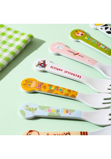 Moveevo Bebekler İçin Bambü Lifli Yeme Öğrenme Seti: Yumuşak Kasa Ve Çatal - Güvenli, Kartoon Desenli Kendini Besleme Eğitimi Çok Renkli