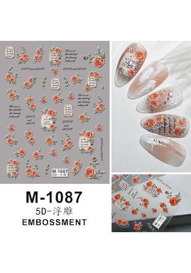 Nail Art Etiketler Çıkartmaları 5d Kabartmalı Kendinden Yapışkanlı Karikatür Çiçek Kelebek Yıldız Tırnak Çıkartmaları Gökyüzü Mavi