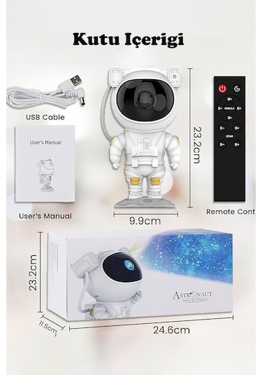 Astronot Projektör Gece Masa Lambası Gökyüzü Star Projeksiyon