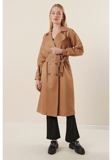 Bigdart 5853 Kruvaze Yaka Trençkot - Taba 001