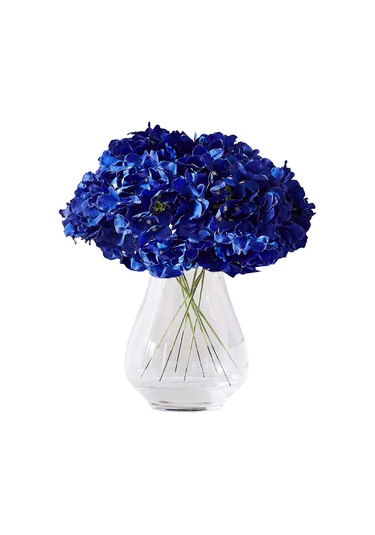 Hangfox 10 Adet Mavi Ipek Hortensya Yapay Çiçek, 54 Yapraklı Saplı, Nikah/parti/ev Dekorasyonu, Dıy Çiçek Dizaynı
