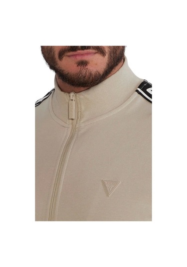 Guess Erkek Full Fermuarlı New Arlo Sweatshirt Bej