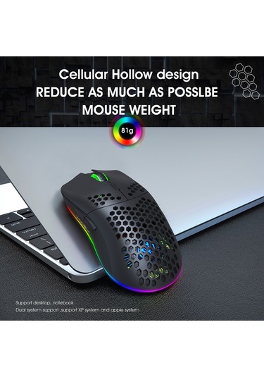 Maiyame Programlanabilir Rgb Aydınlatmalı, 3600dpı Hassas Kablosuz Oyun Faresi - Ergonomik Tasarım Ve Uzun Pil Ömrü T66