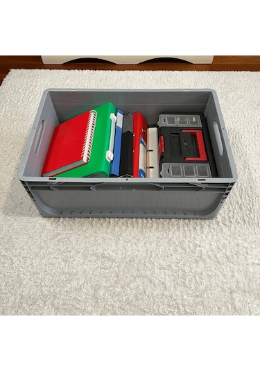 Alpbx 1.kalite Gri Plastik Kasa 60x40x22 Cm - Kutu 44 Litre Gri