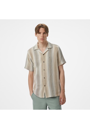 Nautica Erkek Bej Classic Fit Çizgili Gömlek W55414t Bej